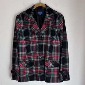 Pendleton 100% virgin wool Plaid tartan Blazer suit jacket classic women 14P EUC